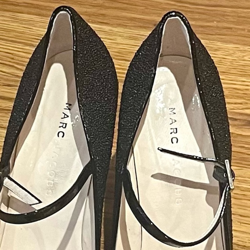 MARC JACOBS Sparkling Black Leather Stiletto Heels Size 8.5M - Picture 11 of 13
